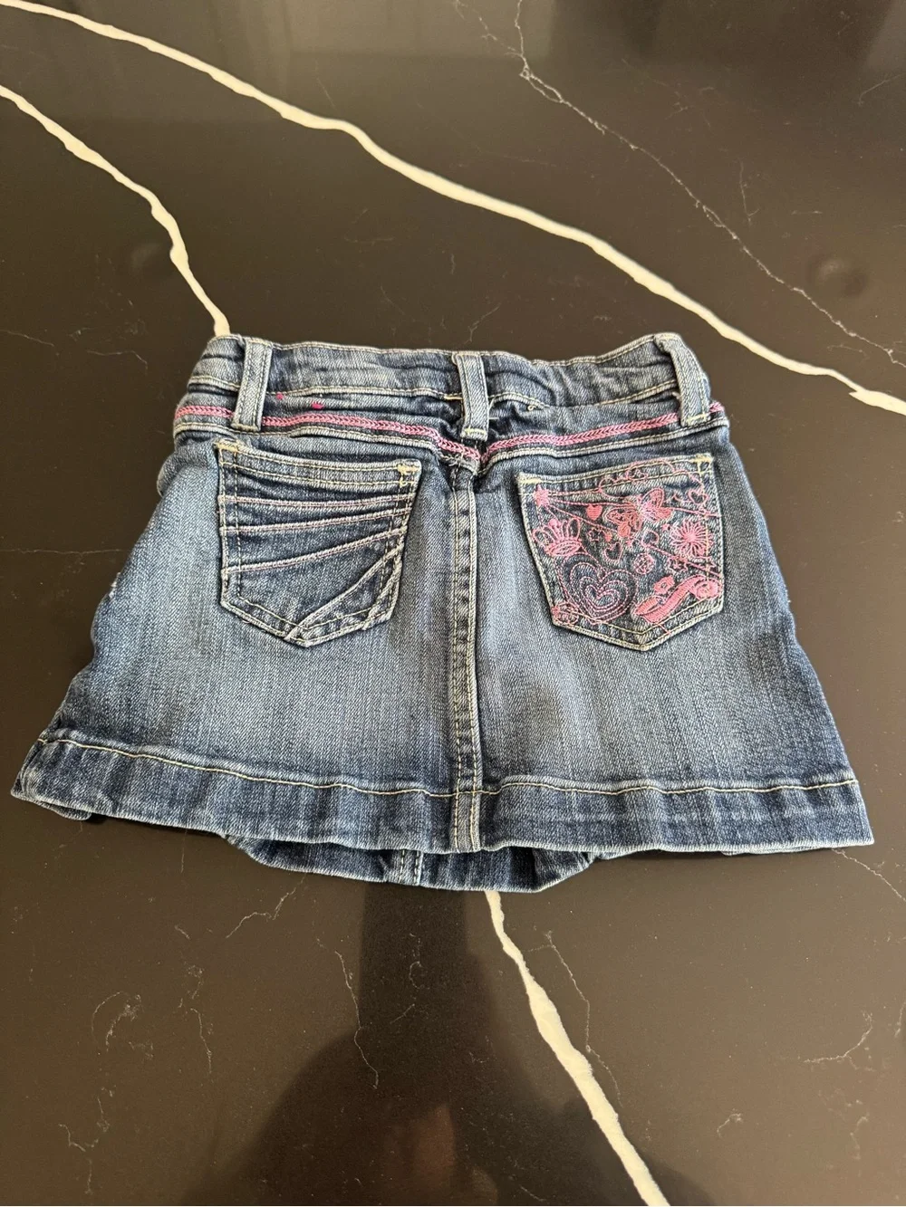 Y2K‎ Girls Denim Ruffle Skirt with Pink Trim